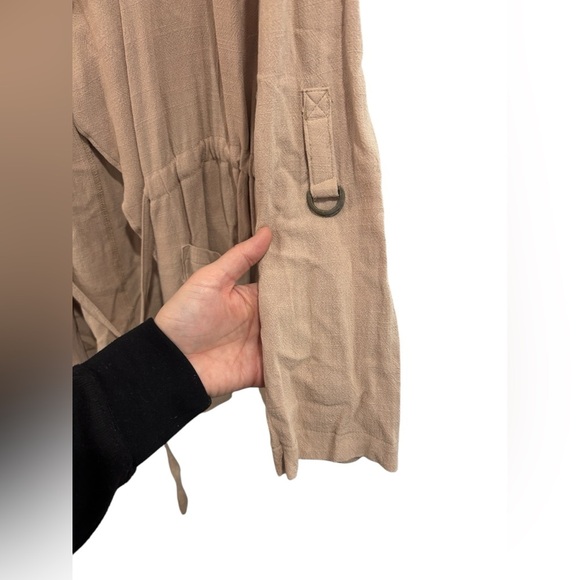 NEW! Easel Linen Blend Utility Belted Lightweight Coat Camel Blush Pink Small - Picture 6 of 11